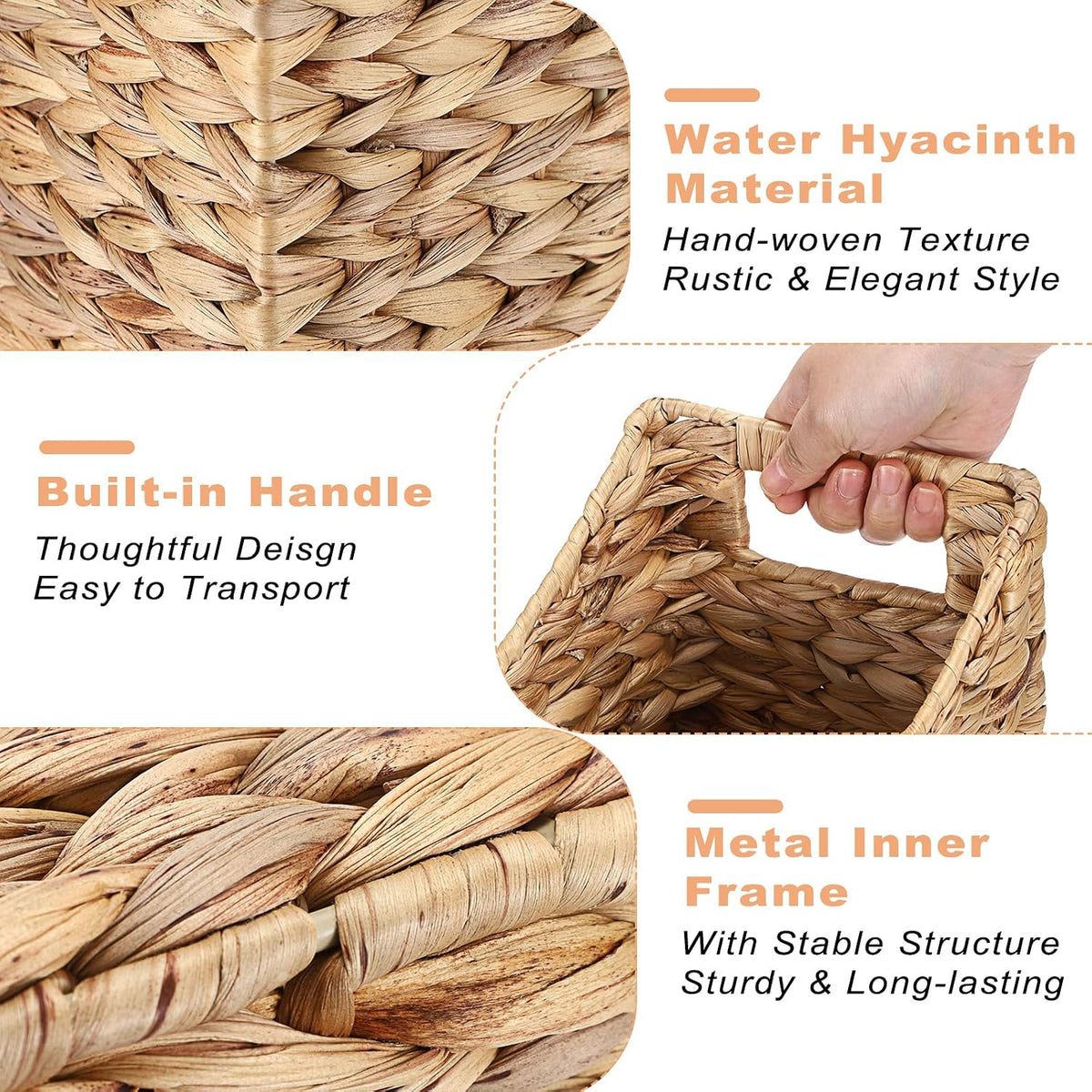 BTSKY Woven Magazine Holder, Water Hyacinth Magazine Basket, Natural Storage ...