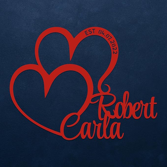 Personalized Valentines Metal Wall Sign, Custom Infinity Heart Love Couple Name - Image 5