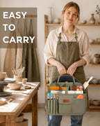 pottery tool organizer bag, art supply studio bag, side view
