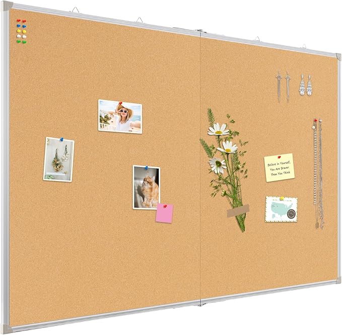 AMUSIGHT Double-Sided Large Cork Board, Vision Board Pin Board Corkboards by AMUSIGHT