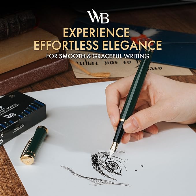 Wordsworth & Black Fountain Pen Set, 18K Gilded Extra Fine Nib, Includes 24 - Image 2