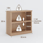 Bevfint Bookcase, 2 Tiers S Bookshelf Open Storage Organization, Floor Standing - Image 2