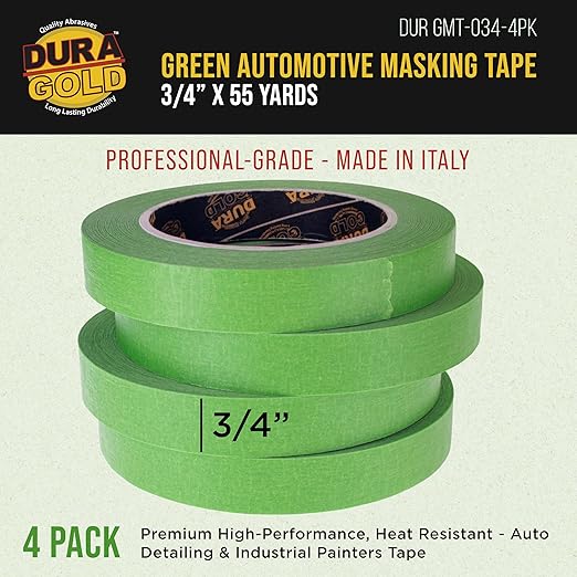 Dura-Gold Green Automotive Masking Tape 3/4 Inch, 4 Rolls - Image 2