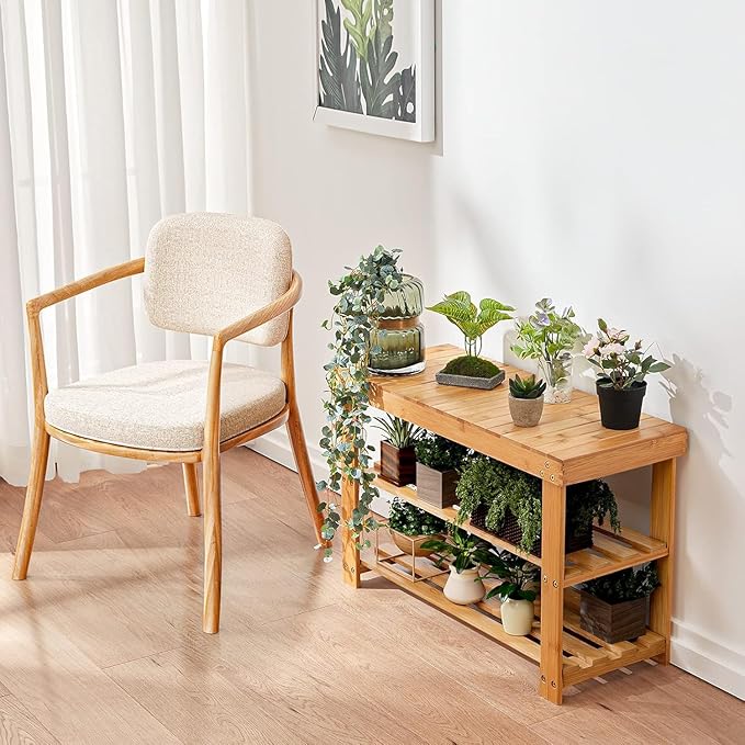 Pipishell 3 Tier Bamboo Shoe Rack Bench - Image 5