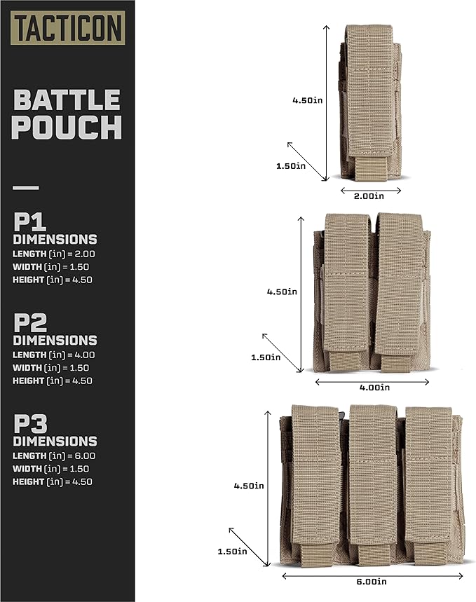 Tacticon P1 P2 P3 BattlePouch | Universal Pistol Mag Pouch | Combat Veteran - Image 3