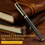 BEILUNER Black Personalized Fountain Pen, Stunning Luxury Lacquer, 24K Gilded - Image 5