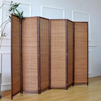 Furnnylane 6 Panel Bamboo Room Divider and Folding Panel Screen, Bamboo Panel - Image 5