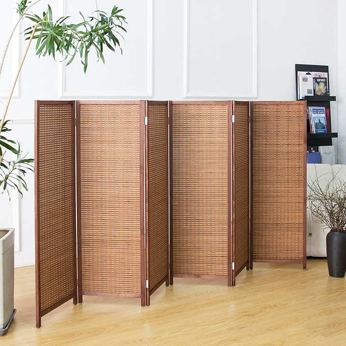 Furnnylane 6 Panel Short Room Divider Screen, Small Bamboo Panel Divider - Image 2