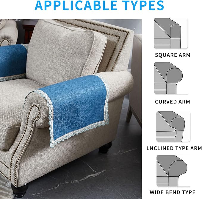 MINJIATEX Couch arm Covers, Non-Slip lace Sofa arm Cover Set of 2 Washable Sofa - Image 5