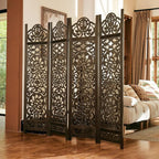 5.75Ft Room Divider Wood Screen, 33Lbs Durable MDF Carved Rustic Style Headboard - Image 6