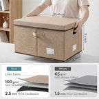 PRANDOM Storage Bins with Lids Jute Fabric Foldable Storage Boxes Organizer - Image 2