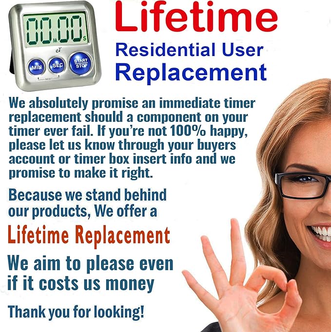 Elegant Digital Kitchen Timer Stainless Steel - Image 2