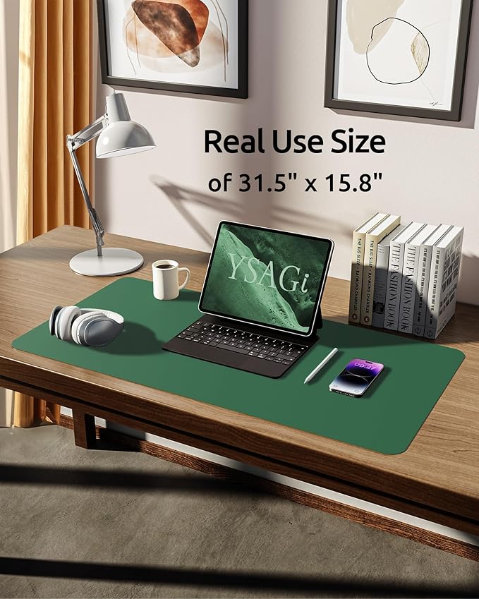 YSAGi Leather Desk Pad Protector, Office Desk Mat, Large Mouse Pad, Non-Slip PU - Image 5