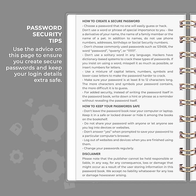 Clever Fox Password Book Spiral – Mini Internet Address & Password Organizer - Image 5