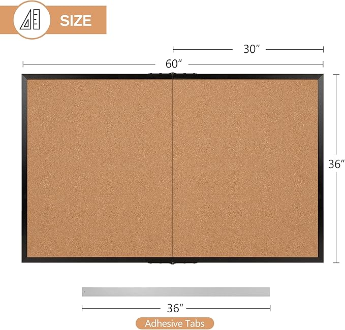Board2by Extra Large Cork Bulletin Board 60" X 36", Foldable Notice Pin Board - Image 3