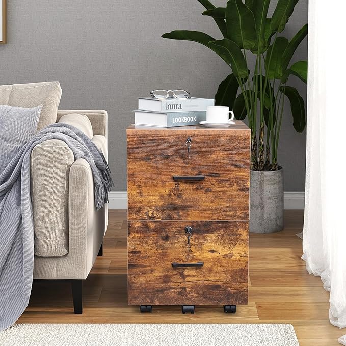 VINGLI 2-Drawer Small Rolling File Cabinet - Image 9
