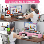 Qupui Dual Monitor Stand Riser, Large Computer Monitor Stand - Image 5