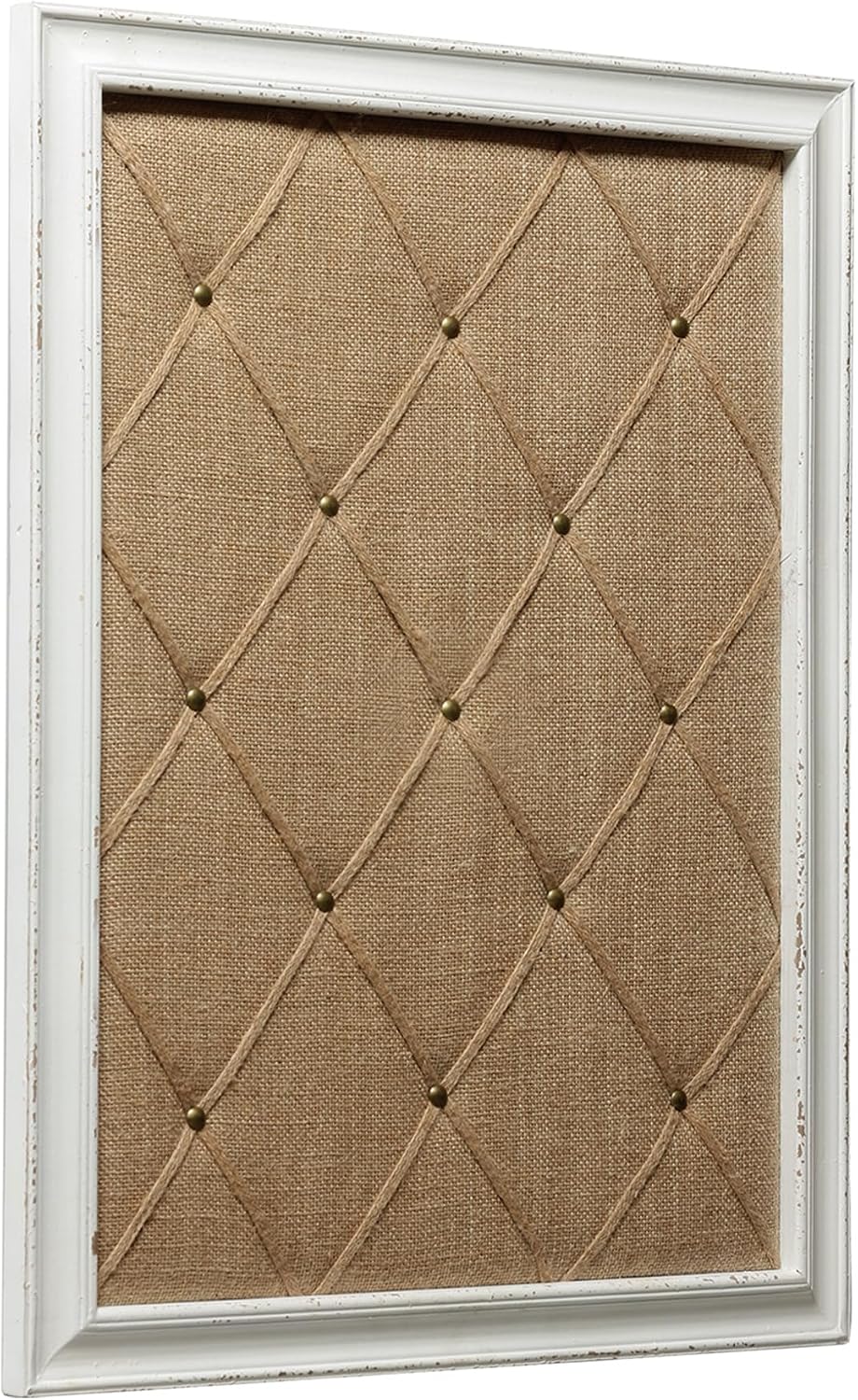 SOFE Antique White Linen Fabric Pin Board, 21"×27" Message Board Wa...