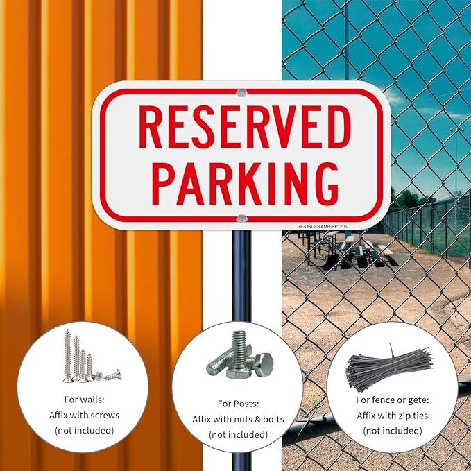 2 Pack Reserved Parking Signs, 12x6Inch Aluminum Reserved Sign, UV Protected - Image 3
