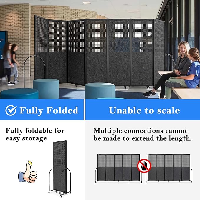 Folding Room Partition, Freestanding Privacy Divider, Portable Office Divider - Image 3
