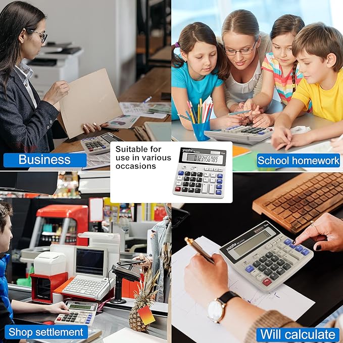 Desk Calculator 12 Digit Extra Large 4.3-Inch LCD Display, Two Way Power - Image 7