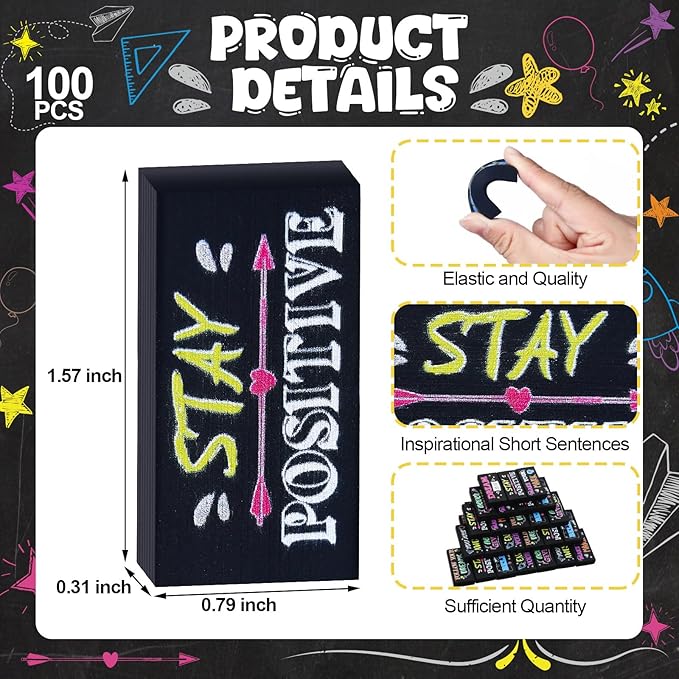 Dunzoom 100 Pcs Inspirational Pencil Erasers Bulk - Image 2