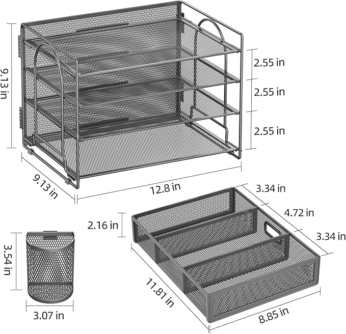 Marbrasse Desk Organizer and Accessories4-Tier Paper File Letter Tray - Image 4