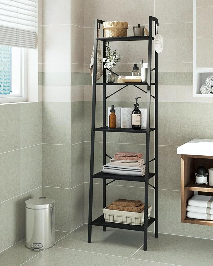 Hzuaneri Ladder Shelf, Bookshelf Bookcase, Freestanding Corner Storage Shelve - Image 4
