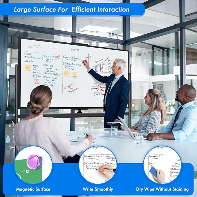 maxtek 72 x 40 Double Sided Rolling Whiteboard, Mobile Whiteboard Magnetic - Image 5