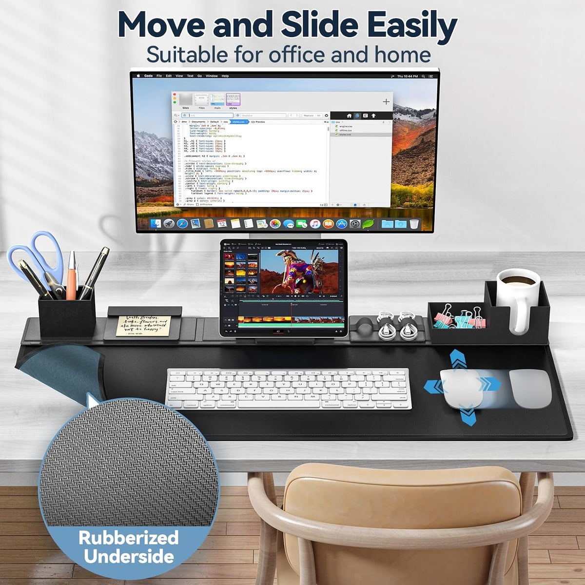 kdd desk pad mat set, 6 in 1, close-up detail