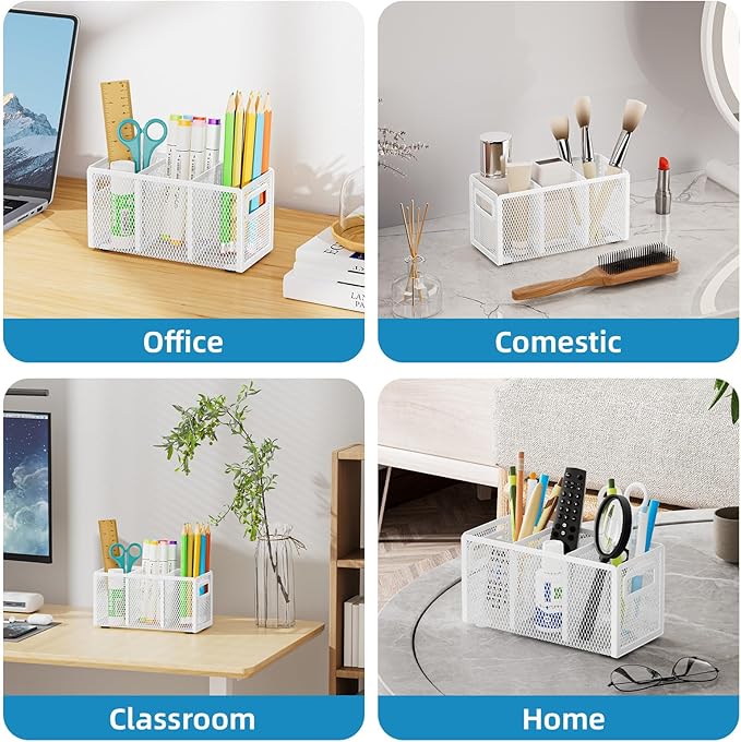Marbrasse Mesh Pen Holder for Desk, Pencil Holder Desk Organizer 3 Adjustable - Image 6