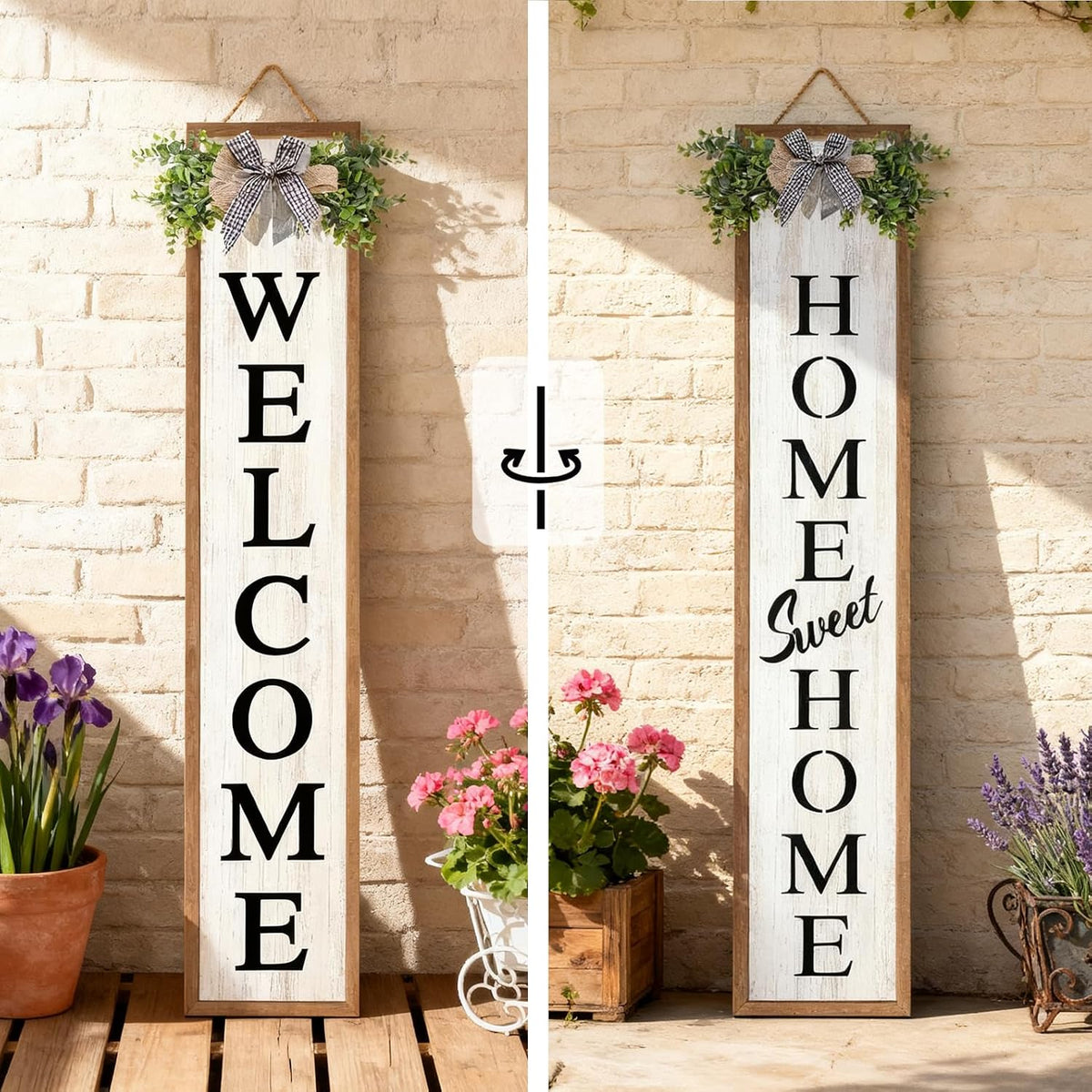 Double-sided Welcome Wooden Sign Stand