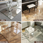 Koonmi Tempered Glass Chair Mat 30"x48" - Premium Office Chair Mat for Hardwood Floors & Low-Pile Carpet with 4 Non-Slip Pads - Thick Scratch-Resistant Surface