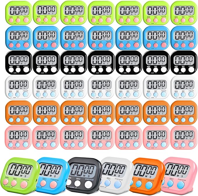 48 Pcs Digital Kitchen Timer Bulk, Small Magnetic Backing Stand Timer, Large by Unknown