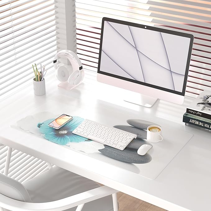 QIYI Desk Pad, Non-Slip PU Leather Desk Blotter Protector, Kids Floral Print - Image 2