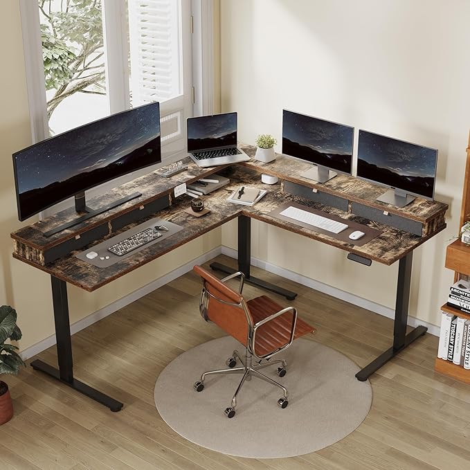 FLEXISPOT 71'' L Shaped Standing Desk Electric Corner Table - Image 2