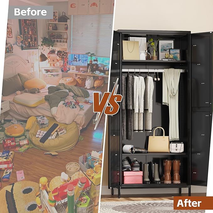 SUPEER Metal Wardrobe Cabinet - Image 5