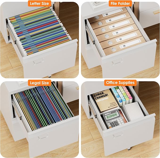 SUXXAN 2 Drawers Mobile File Cabinet, Metal Under Desk Cabinet - Image 5