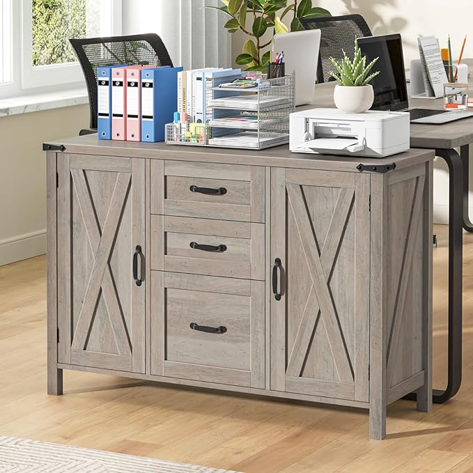 Vabches File Cabinet with 3 Drawers, Farmhouse Lateral File Cabinet Fits Files - Image 4