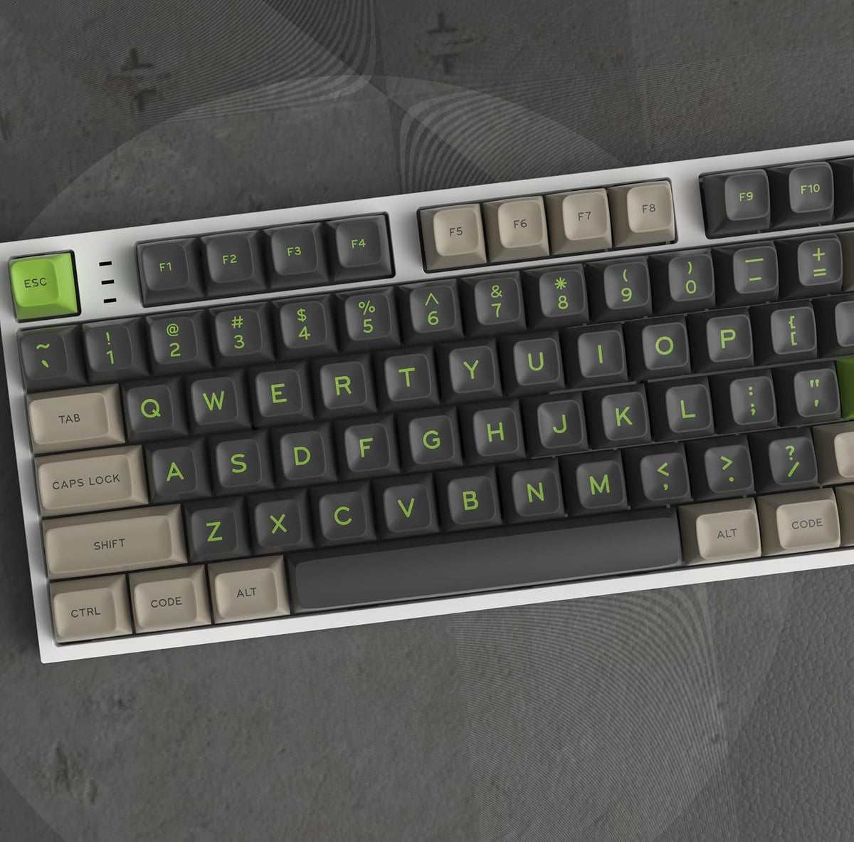 PBT Keycaps, SA Profile Double Shot Keycap Gradient Grey Green 172 Keys Key c...