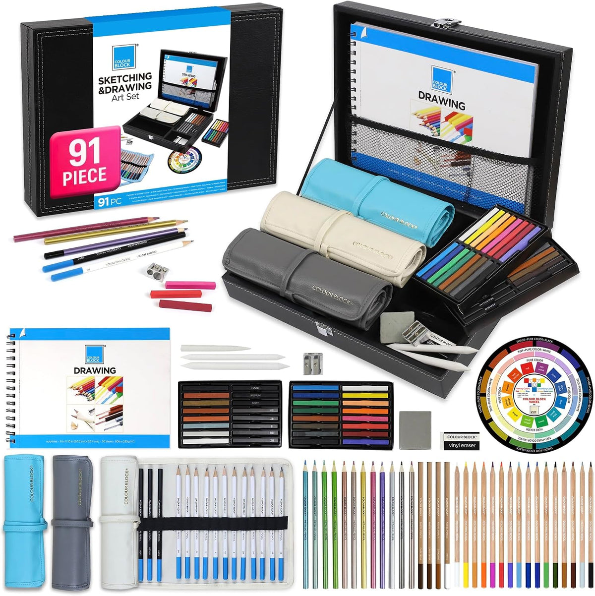 colour block 91-piece sketching & drawing art set, main product view