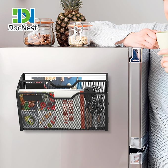 Docnest 2 Tier 3 Pack Magnetic Wall Mounted File Holders, Mesh Letter Organizer - Image 6