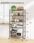 sakugi 5-tier storage shelves 33.1" x12.6" x73.5" black, close-up detail