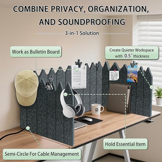 BXI Foldable Felt Desk Divider, 16.5 x 86 Inches Non-Tip Privacy Panel Partition - Image 4