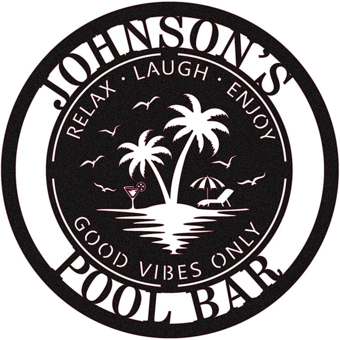 Personalized LED Metal Pool Bar Sign, Poolside Neon Bar Signs by HYTSIGN
