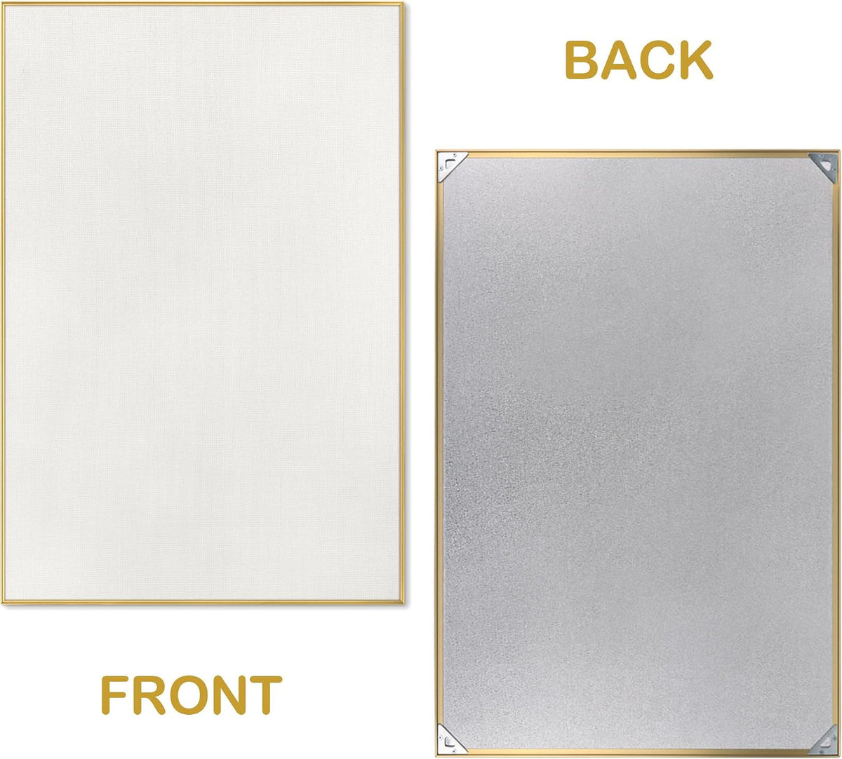 SELEAD Linen Bulletin Board 30” x 20” - Golden Aluminum Frame, Beige Fabric