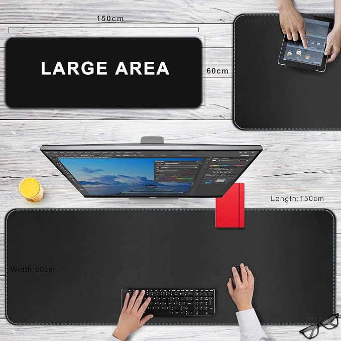 CENNBIE Leather Desk Mat, 59” x 23.6” Extra Large Desk Pad Blotter Protector - Image 3
