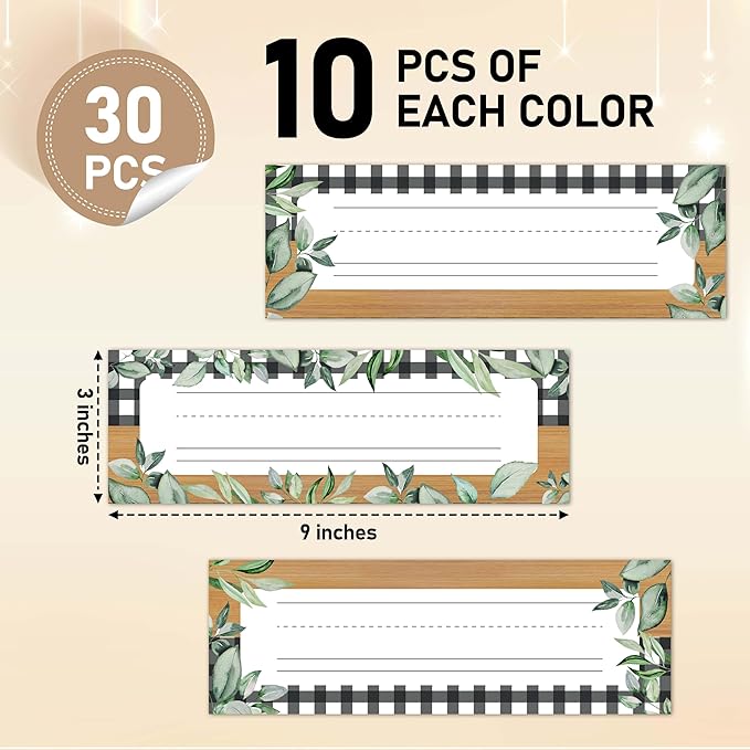 Name Tags for Classroom Cubbies, 30 Greenery Name Plates for Desks, Back to - Image 2
