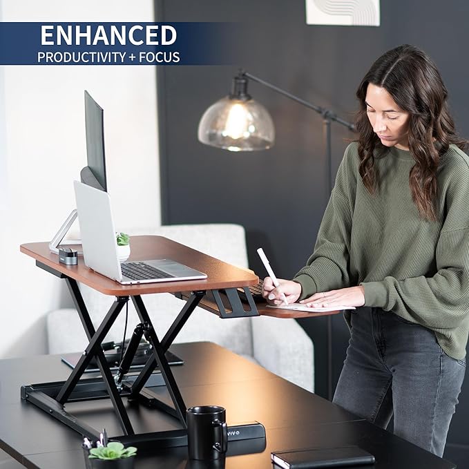 VIVO 32 inch Desk Converter, K Series, Height Adjustable Sit to Stand Riser - Image 4