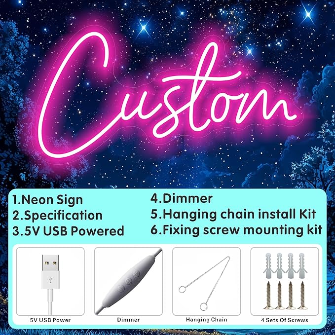 Lorxi Custom Neon Signs, 5V USB Neon Sign Customizable - Image 8
